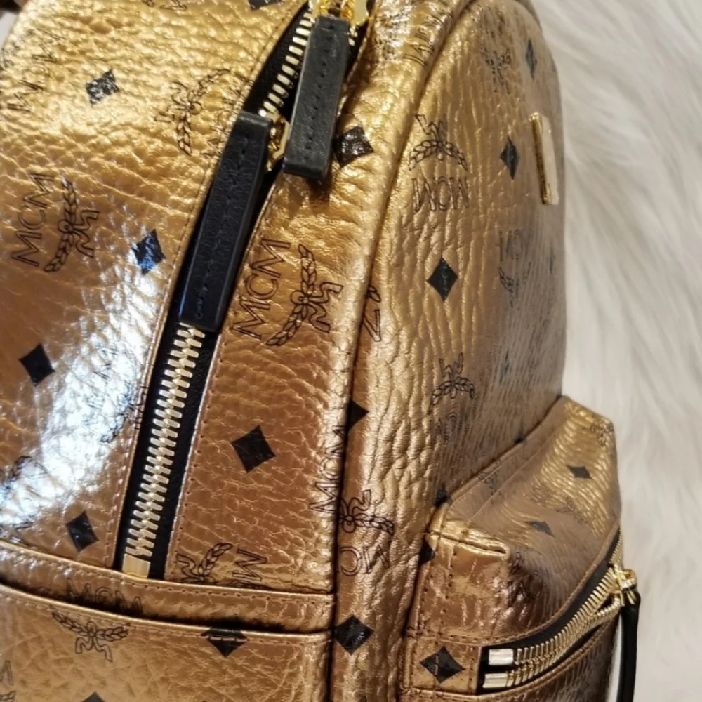 MCM Gold Coated Canvas Backpack - Picture 3 of 8